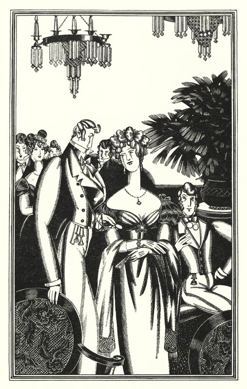 Illustration for Don Juan by Lord Byron: Juan was received into the best society by John Austen
