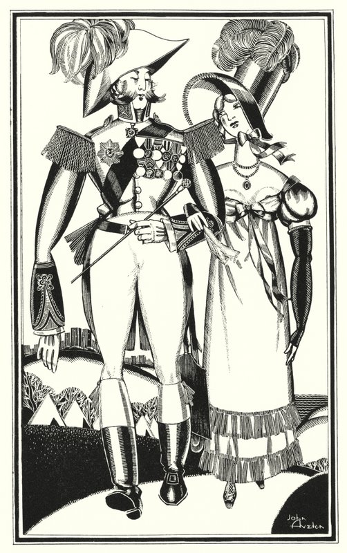 Illustration for Don Juan by Lord Byron: Medals, Rank, Ribbands, Lace, Embroidery, Scarlet by John Austen