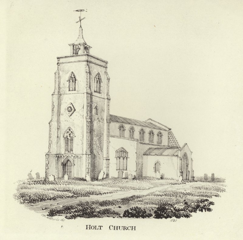 The Church of St Andrew in the Village of Holt by John Berney Ladbrooke