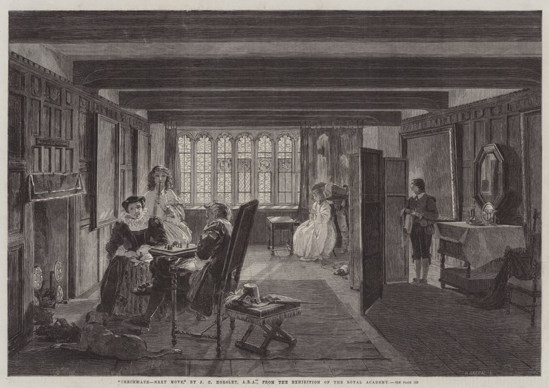 Checkmate, Next Move, from the Exhibition of the Royal Academy by John Callcott Horsley