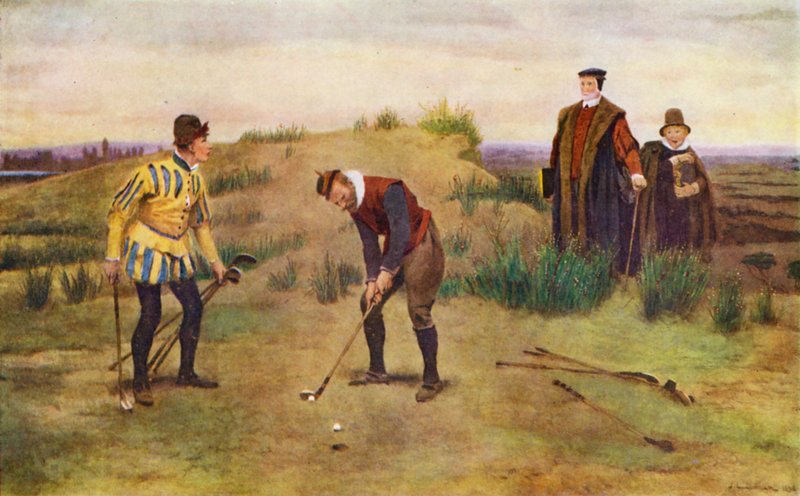 The Sabbath Breakers, two men caught playing golf on the Sabbath by John Charles (after) Dollman