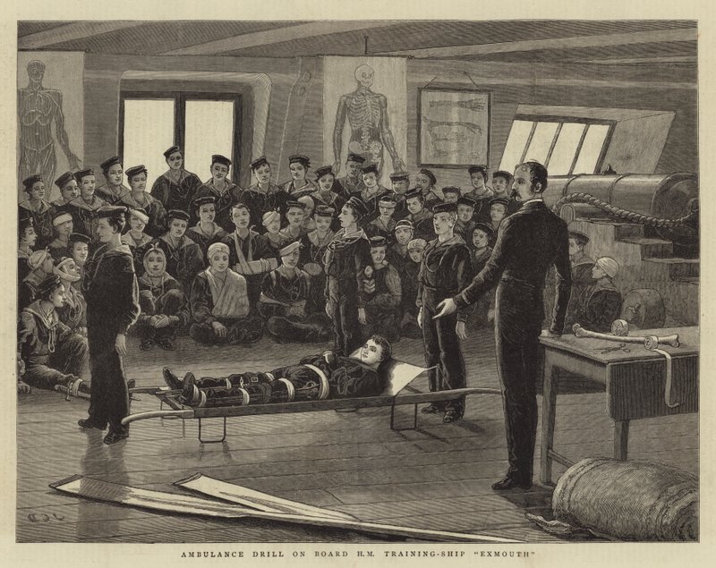 Ambulance Drill on Board HM Training-Ship Exmouth by John Charles Dollman