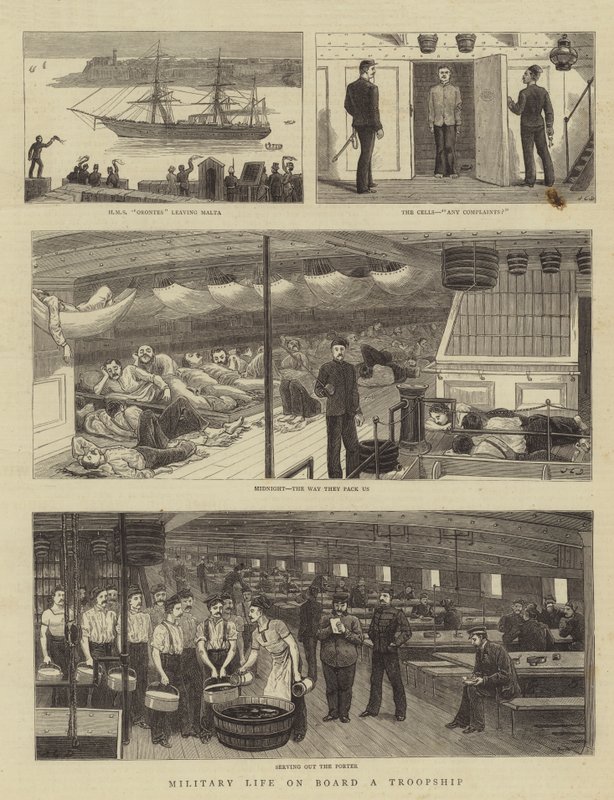 Military Life on Board a Troopship by John Charles Dollman
