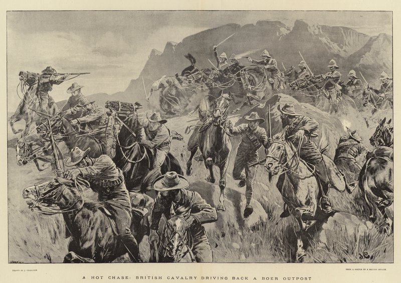 A Hot Chase, British Cavalry driving back a Boer Outpost by John Charlton
