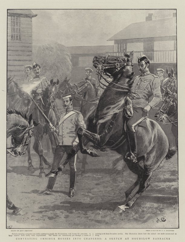 Converting Omnibus Horses into Chargers, a Sketch at Hounslow Barracks by John Charlton