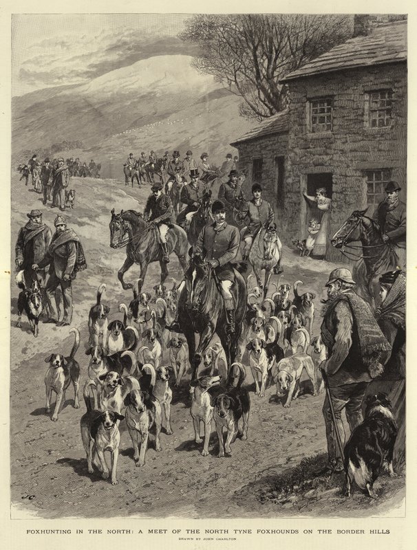 Foxhunting in the North, a Meet of the North Tyne Foxhounds on the Border Hills by John Charlton