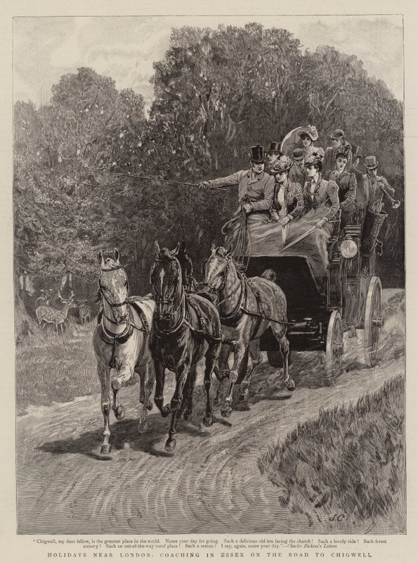 Holidays Near London, Coaching in Essex on the Road to Chigwell by John Charlton