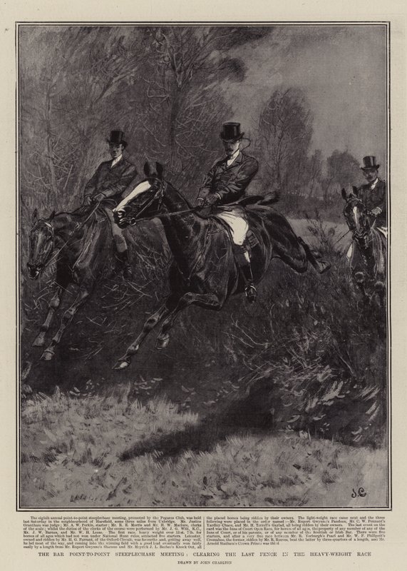 The Bar Point-to-Point Steeplechase Meeting, Clearing the Last Fence in the Heavy-Weight Race by John Charlton