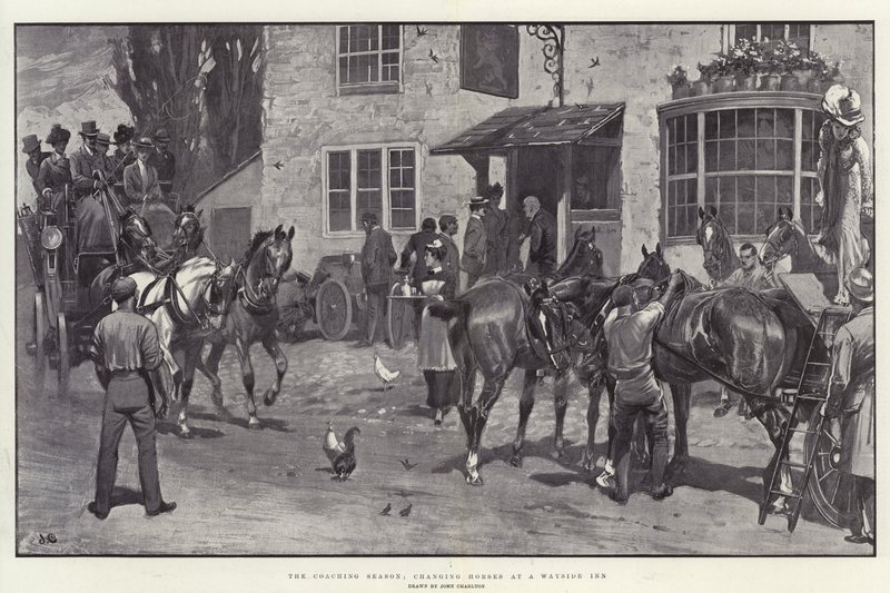 The Coaching Season, Changing Horses at a Wayside Inn by John Charlton