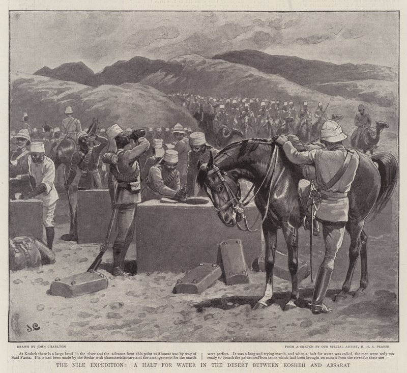 The Nile Expedition, a Halt for Water in the Desert between Kosheh and Absarat by John Charlton