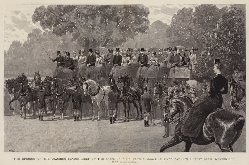 The Opening of the Coaching Season, Meet of the Coaching Club at the Magazine, Hyde Park, the First Coach moving off by John Charlton