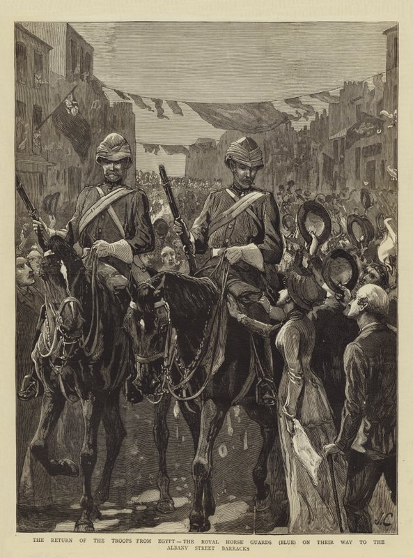 The Return of the Troops from Egypt, the Royal Horse Guards (Blue) on Their Way to the Albany Street Barracks by John Charlton