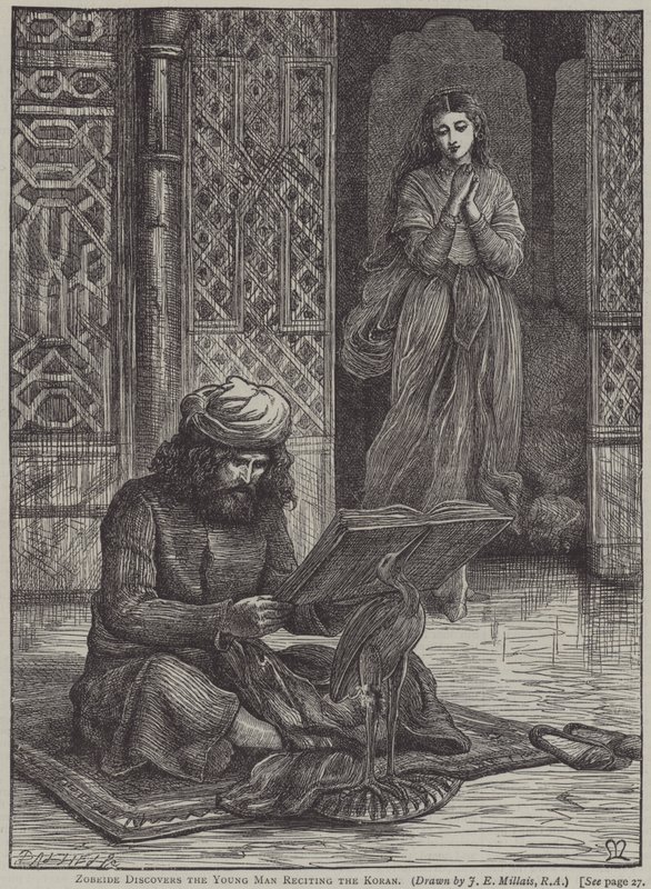 Zobeide Discovers the Young Man Reciting the Koran by John Everett (after) Millais