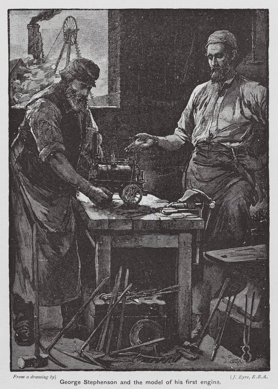 George Stephenson and the Model of His First Engine by John Eyre