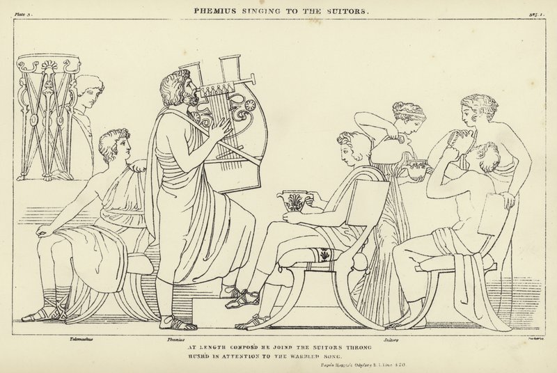 Phemius Singing to the Suitors by John Flaxman