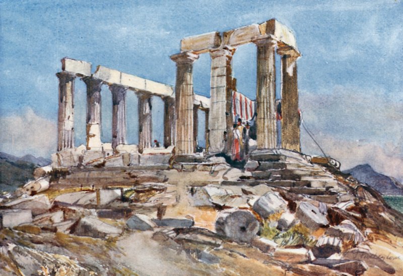 The Temple of Athena at Sunium from the North by John Fulleylove
