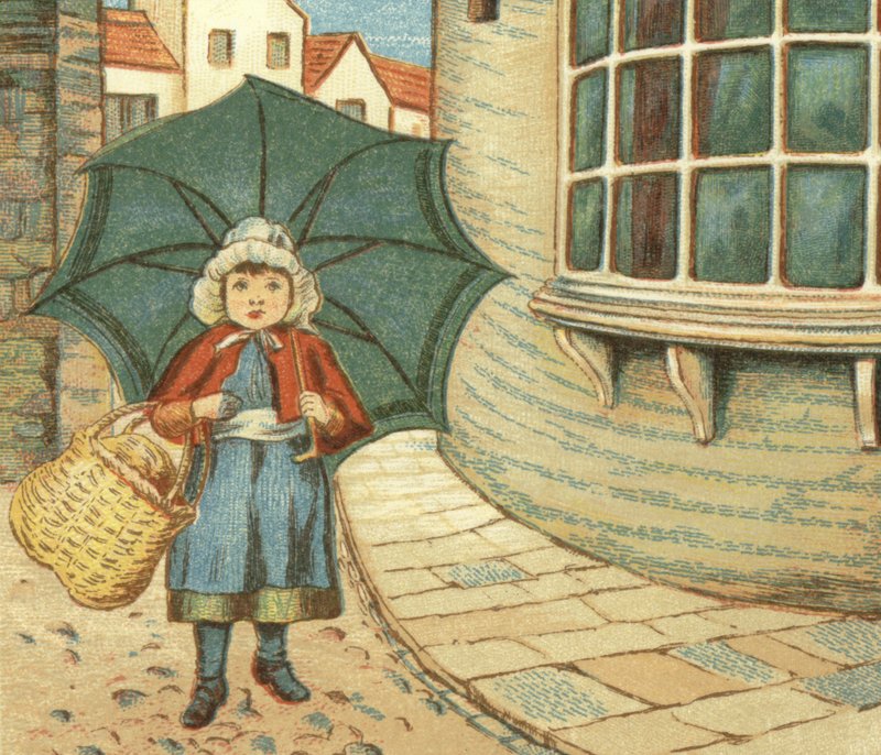 Little Girl Out Shopping with Her Basket by John George (after) Sowerby