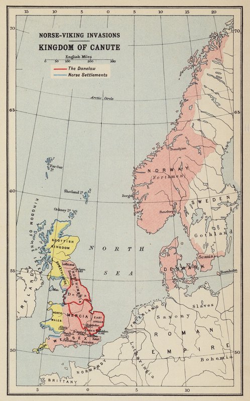 Norse-Viking Invasions, Kingdom of Canute by John George Bartholomew