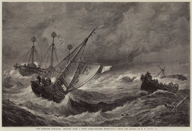 The Ramsgate Life-Boat, Morning After a Heavy Gale, Weather Moderating by John Greenaway