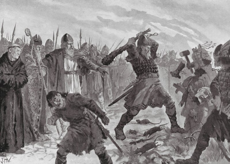 King Olav the Saint Breaking the Image of the God Mor by John Harris Valda