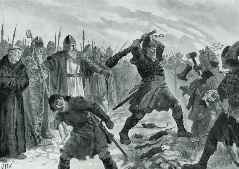 King Olav the Saint Breaking the Image of the God Mor by John Harris Valda