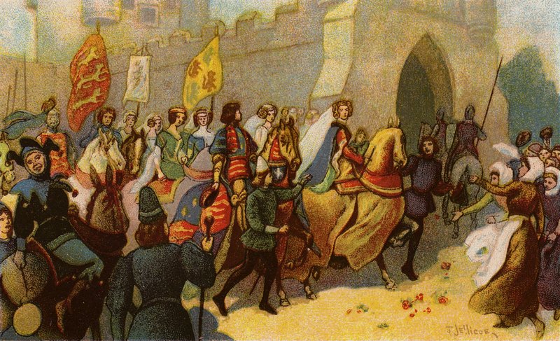 King Edward III and his noblemen escorting Philippa of Hainaut to York by John Jellicoe