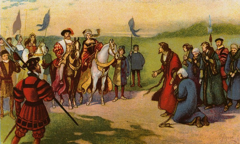 King Henry VIII and Catherine Howard Arriving in York After the Pilgrimage of Grace 1541 by John Jellicoe