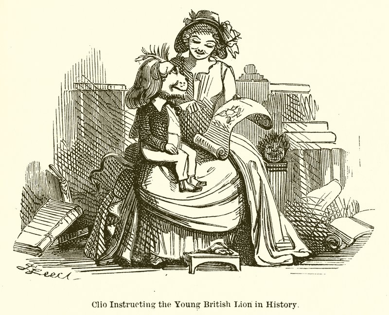 Clio Instructing the Young British Lion in History by John Leech