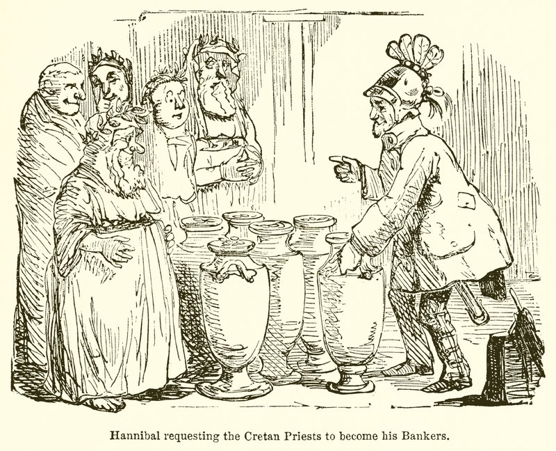 Hannibal Requesting the Cretan Priests to Become His Bankers by John Leech