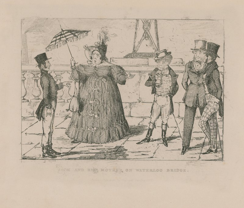 Jack and his mother on Waterloo Bridge by John Leech