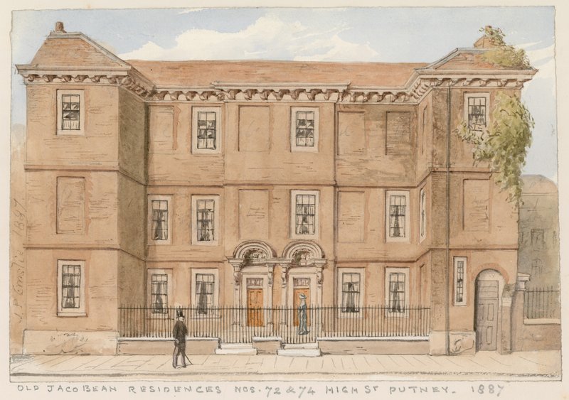 Old Jacobean residences, Nos 72 and 74, High Street, Putney, London by John Phillipp Emslie
