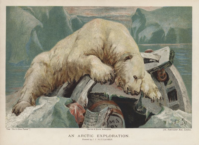 An Arctic Exploration: a polar bear investigating items from an Arctic expedition by John Trivett Nettleship