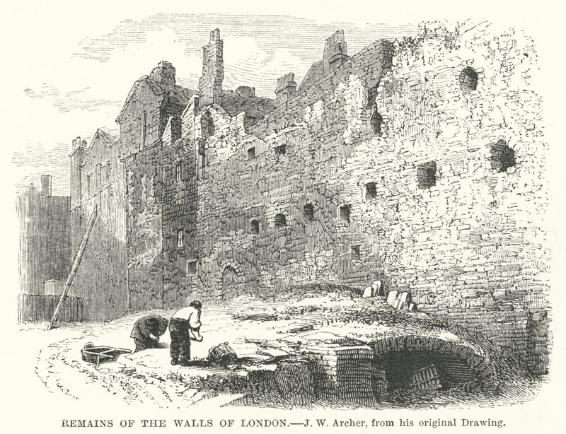 Remains of the Walls of London by John Wykeham Archer