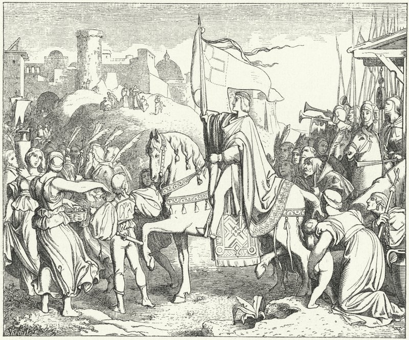 The Holy Roman Emperor Frederick II Entering Jerusalem, Sixth Crusade by Josef Mathias (after) Trenkwald