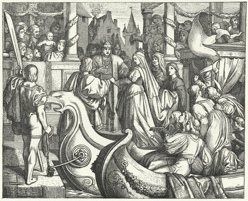 The Holy Roman Emperor Frederick II welcoming his bride, Isabella of England by Josef Mathias (after) Trenkwald