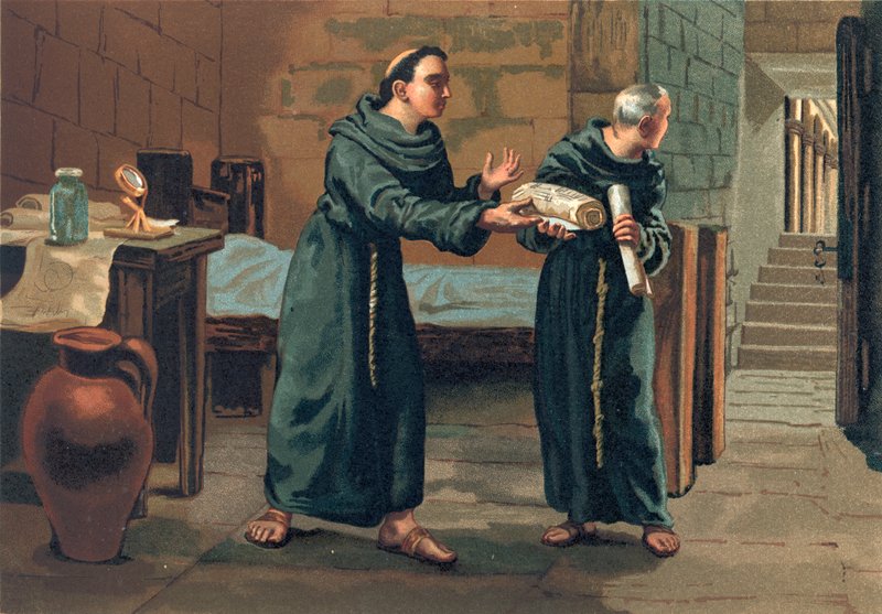 Roger Bacon Sending His Magnum Opus to the Pope by Josep or Jose Planella Coromina