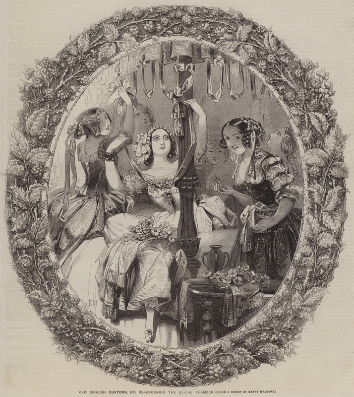 Old English Customs, Adorning the Bridal Chamber by Joseph Kenny Meadows