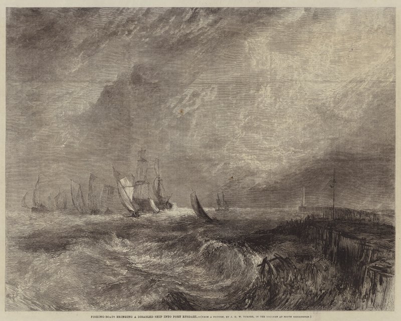 Fishing-Boats Bringing a Disabled Ship into Port Rysdael by Joseph Mallord William Turner