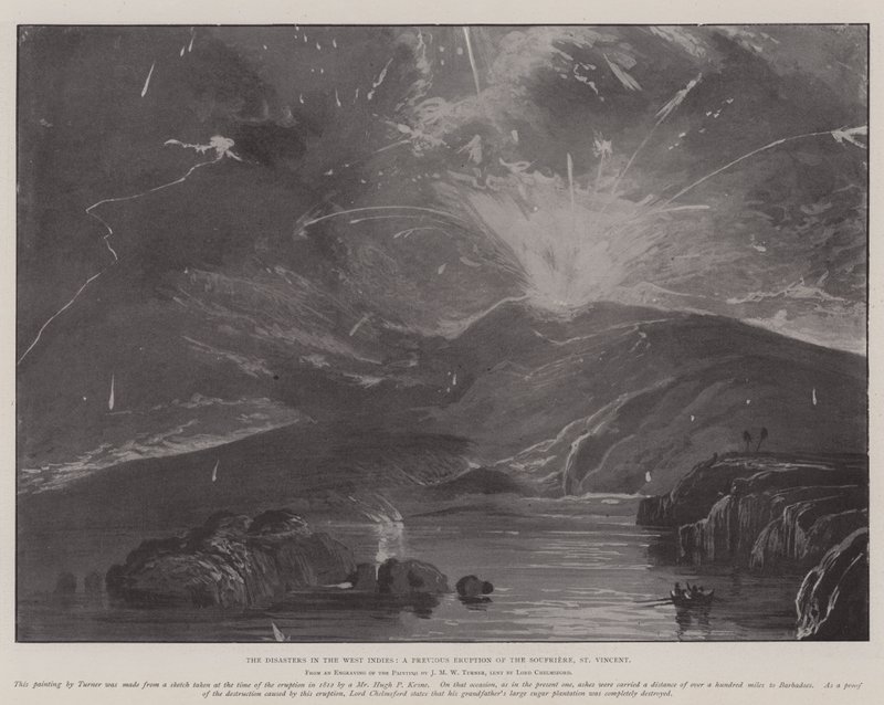 The Disasters in the West Indies, a Previous Eruption of the Soufriere, St Vincent by Joseph Mallord William Turner