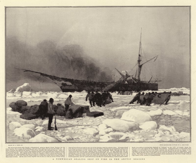 A Norwegian Sealing Ship on Fire in the Arctic Regions by Joseph Nash