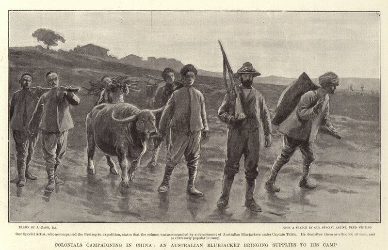 Colonials campaigning in China, an Australian Bluejacket bringing Supplies to his Camp by Joseph Nash