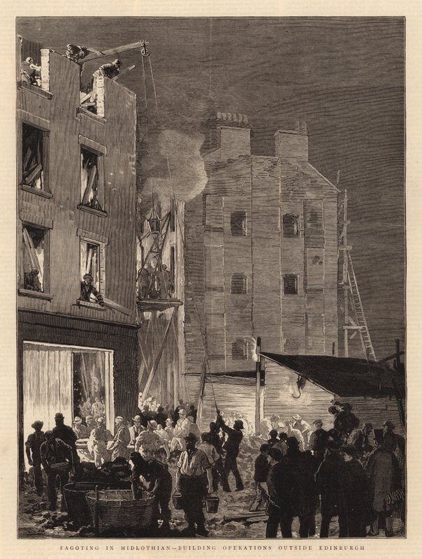 Fagoting in Midlothian, Building Operations outside Edinburgh by Joseph Nash
