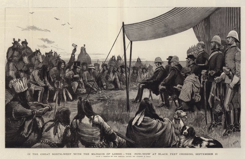 In the Great North-West with the Marquis of Lorne, the Pow-Wow at Black Feet Crossing, 10 September by Joseph Nash
