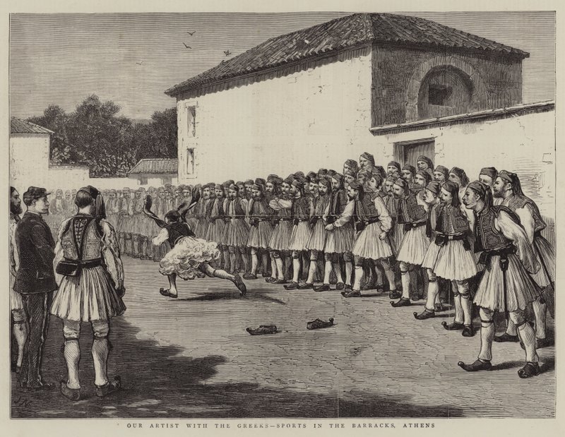 Our Artist with the Greeks, Sports in the Barracks, Athens by Joseph Nash