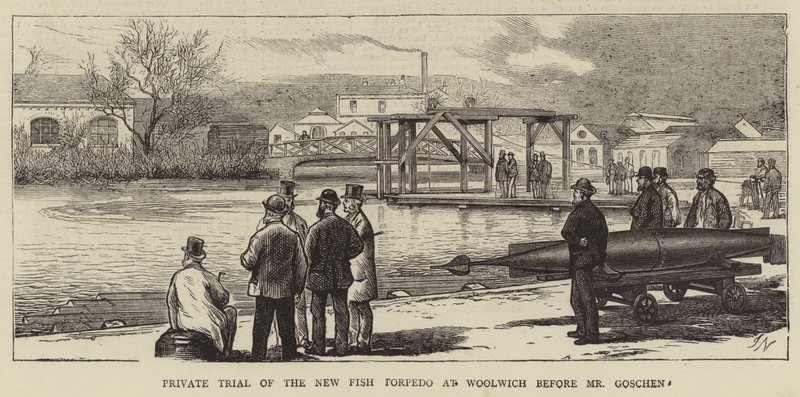 Private Trial of the New Fish Torpedo at Woolwich before Mr Goschen by Joseph Nash