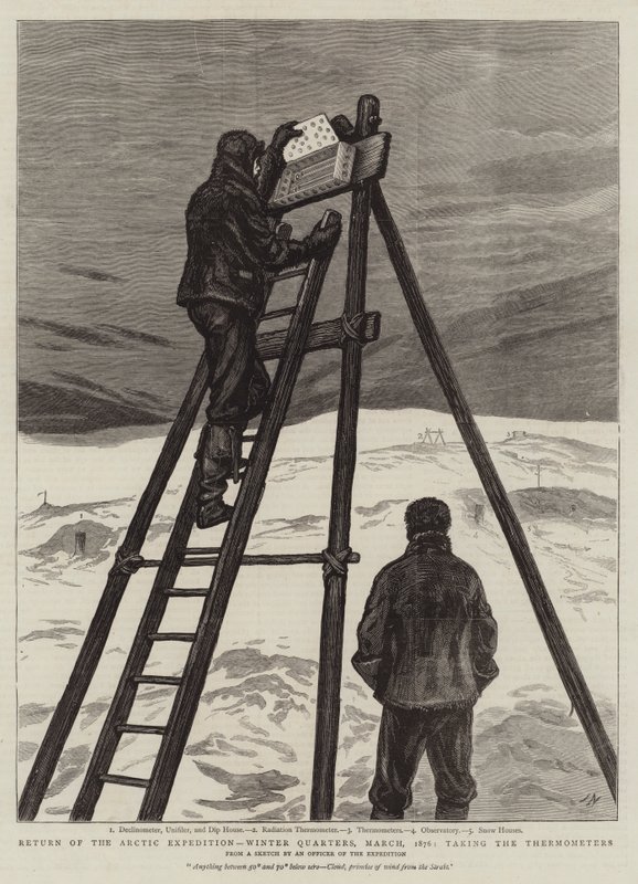 Return of the Arctic Expedition, Winter Quarters, March, 1876, Taking the Thermometers by Joseph Nash
