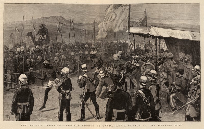 The Afghan Campaign, Garrison Sports at Candahar, a Sketch at the Winning Post by Joseph Nash