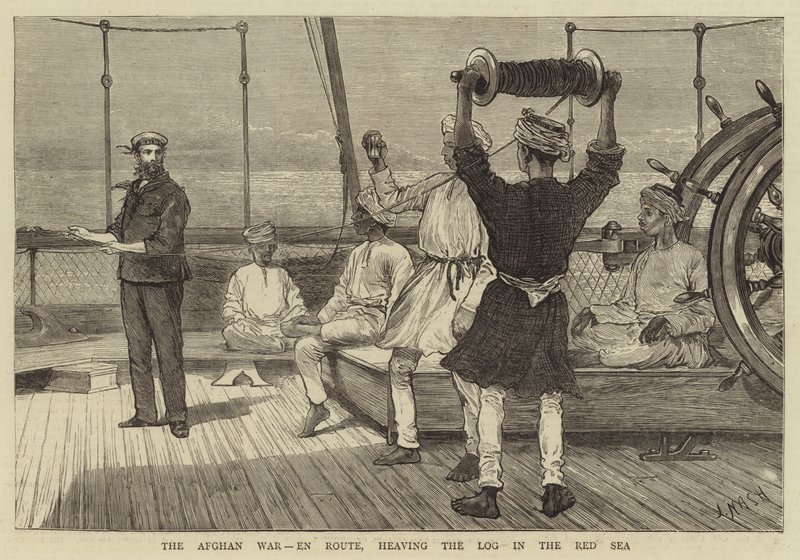 The Afghan War, En Route, heaving the Log in the Red Sea by Joseph Nash