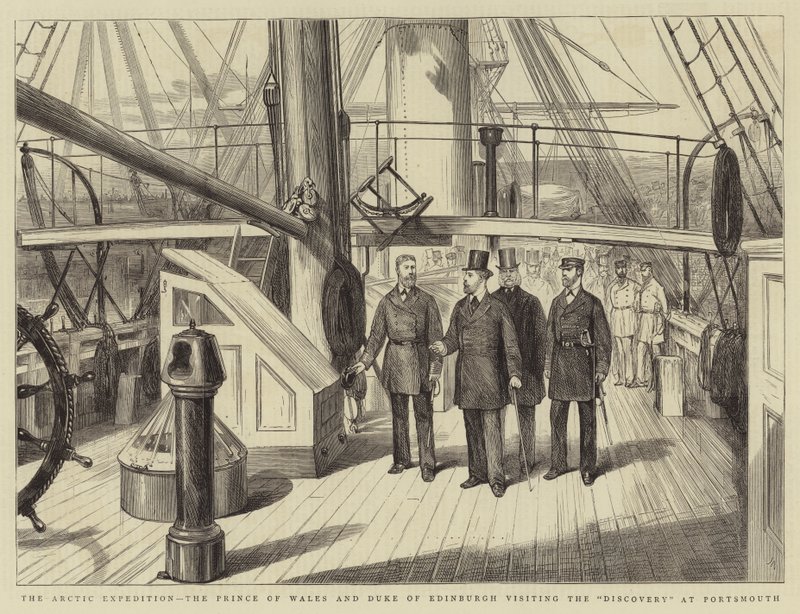 The Arctic Expedition, the Prince of Wales and Duke of Edinburgh visiting the Discovery at Portsmouth by Joseph Nash
