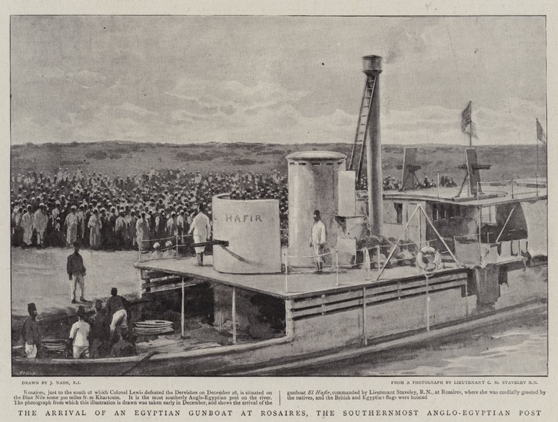 The Arrival of an Egyptian Gunboat at Rosaires, the Southernmost Anglo-Egyptian Post by Joseph Nash